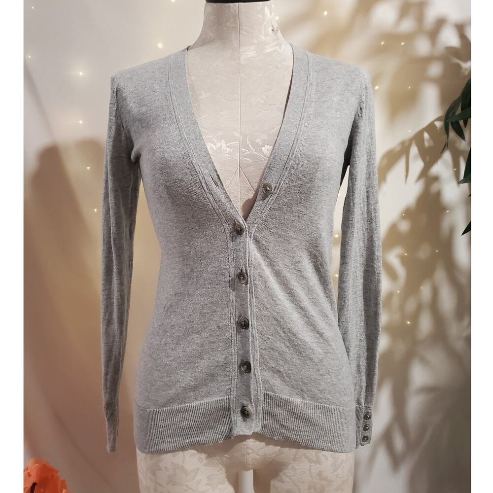 Vtg Gap Y2k Fitted Button Cardigan Womens Size XS Gray Twilightcore Bella Elena